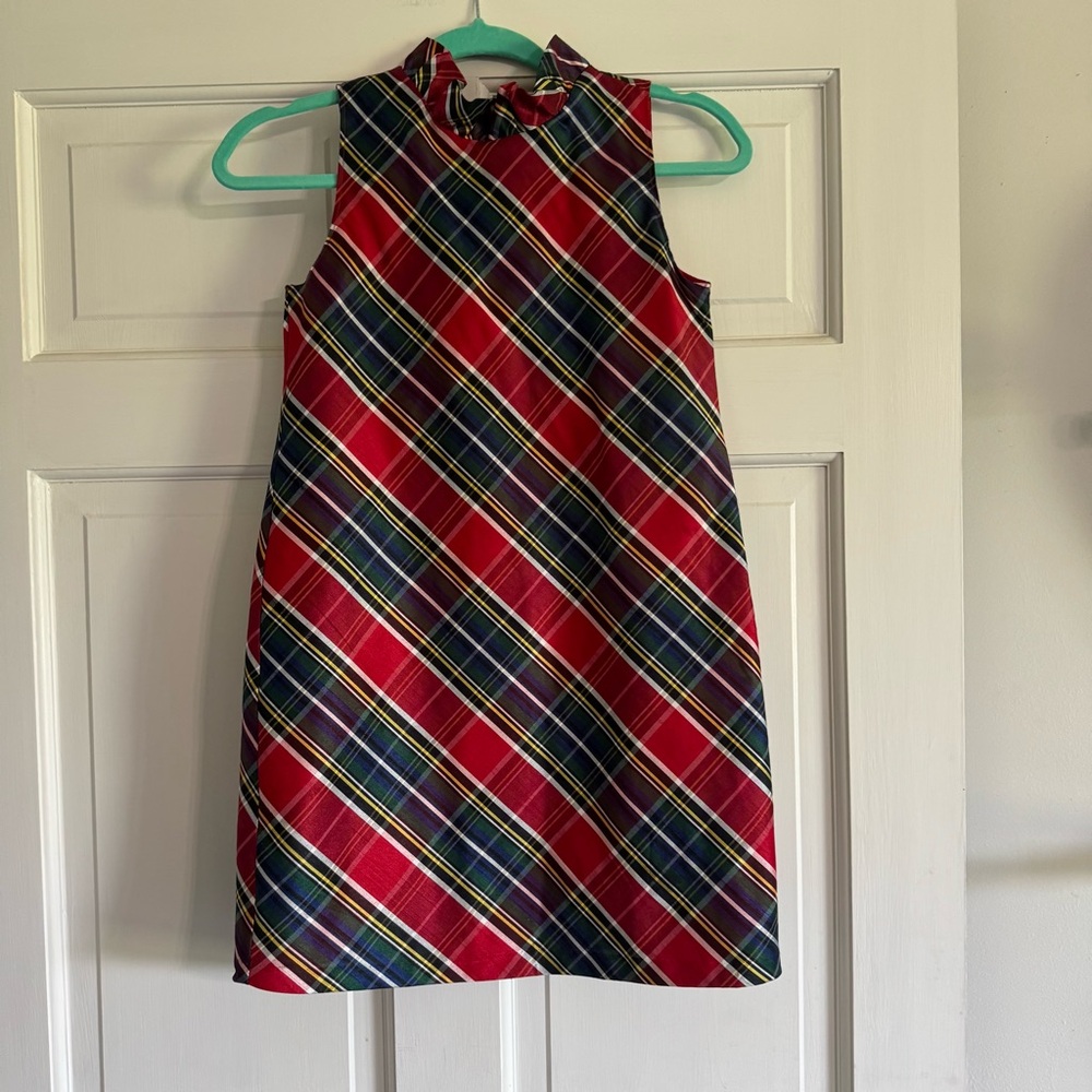 Girls Plaid Sleeveless Kids Dress - Red and Blue